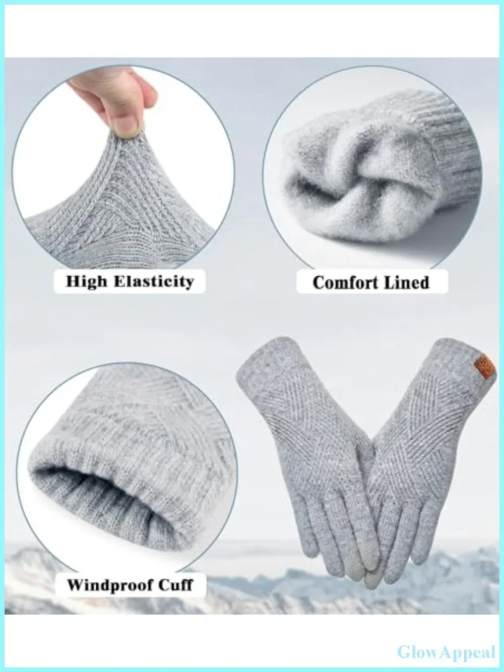 Women's Thermal Touch Screen Gloves Winter Warm Knit Acrylic 3D Pattern